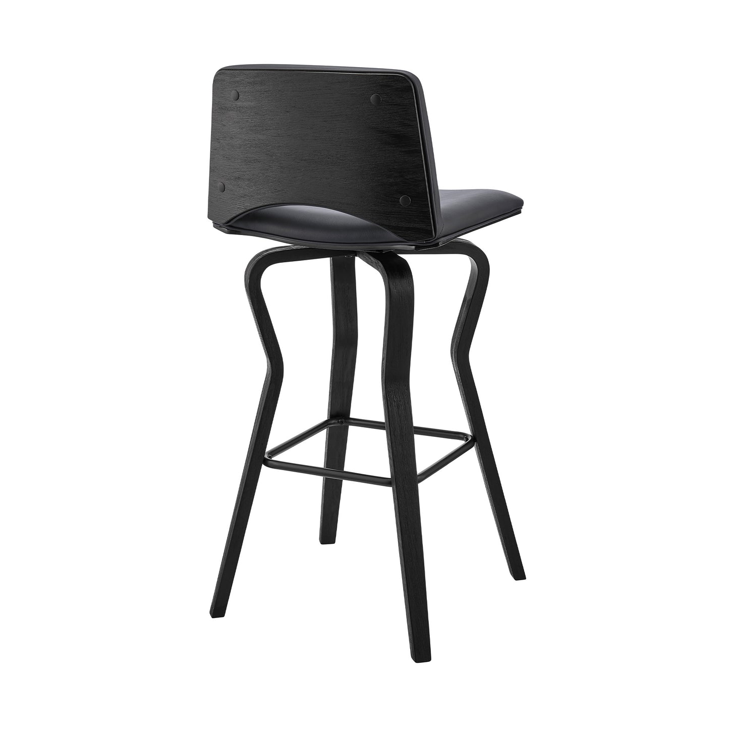 40" Dark Gray Faux Leather And Iron Swivel Low Back Bar Height Chair