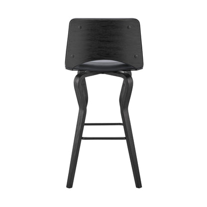 40" Dark Gray Faux Leather And Iron Swivel Low Back Bar Height Chair