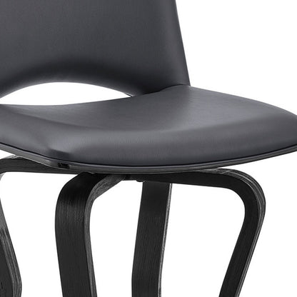40" Dark Gray Faux Leather And Iron Swivel Low Back Bar Height Chair
