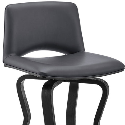 40" Dark Gray Faux Leather And Iron Swivel Low Back Bar Height Chair