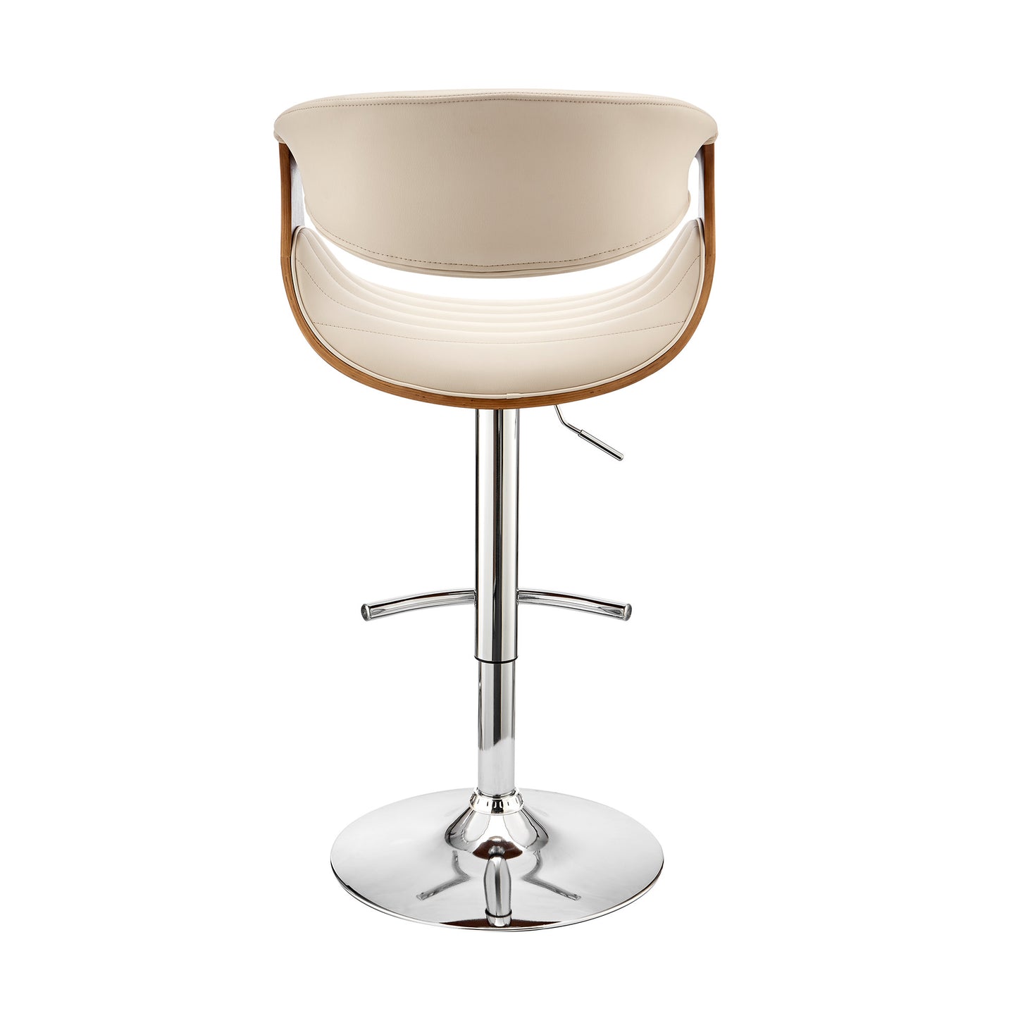 45" Cream Faux Leather And Iron Swivel Low Back Adjustable Height Bar Chair