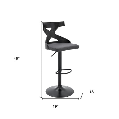Grey Faux Leather Stylish Curved Back Bar Stool