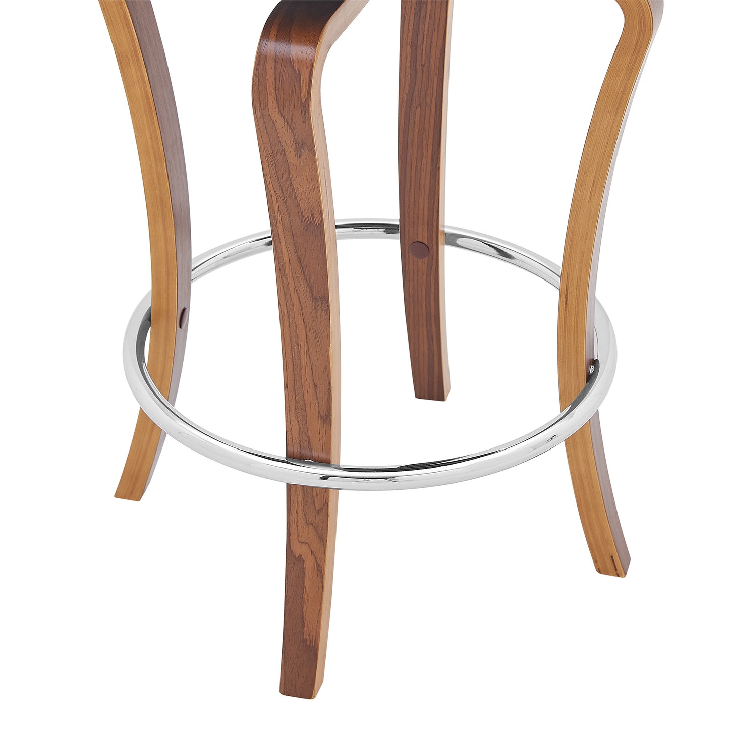 35" Cream And Brown Faux Leather Swivel Counter Height Bar Chair With Footrest