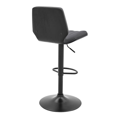 44" Gray Faux Leather And Iron Swivel Adjustable Height Bar Chair