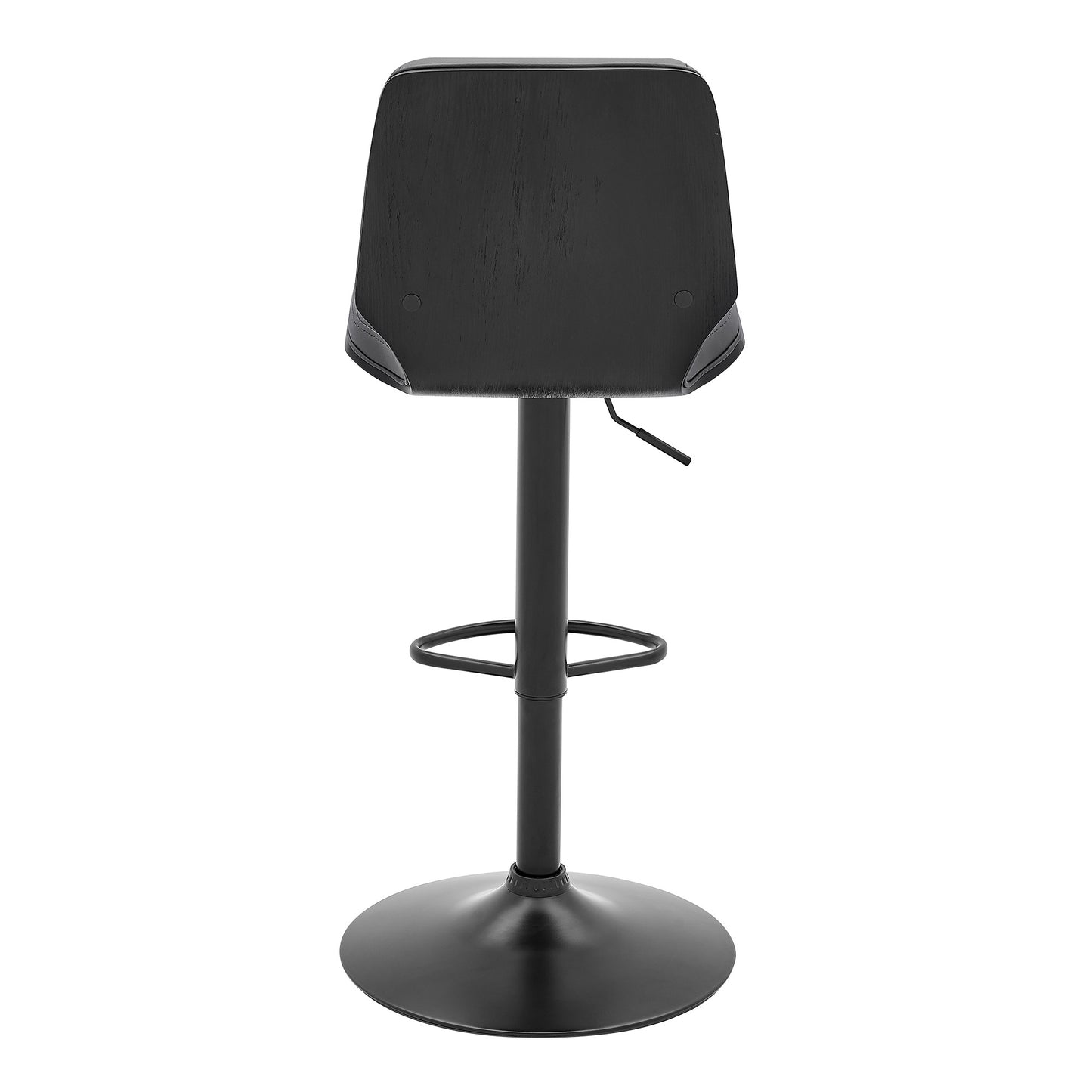 44" Gray Faux Leather And Iron Swivel Adjustable Height Bar Chair