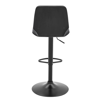 44" Gray Faux Leather And Iron Swivel Adjustable Height Bar Chair