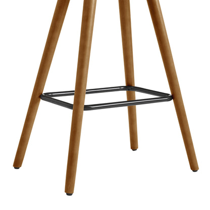 26" Brown Faux Leather Backless Wooden Bar Stool
