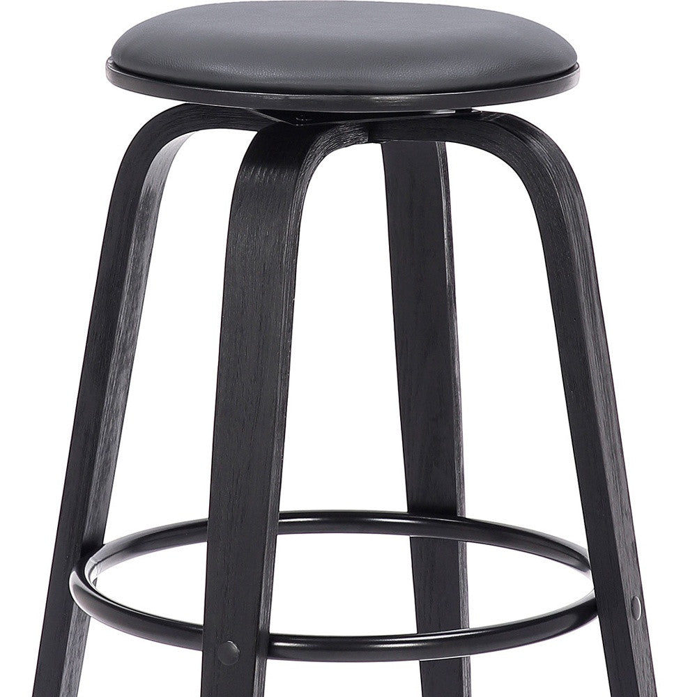 26" Gray Faux Leather Backless Modern Swivel Bar