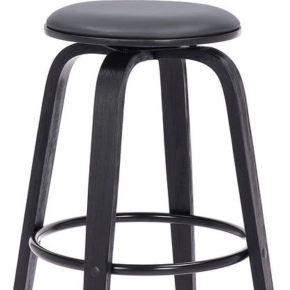 26" Gray Faux Leather Backless Modern Swivel Bar