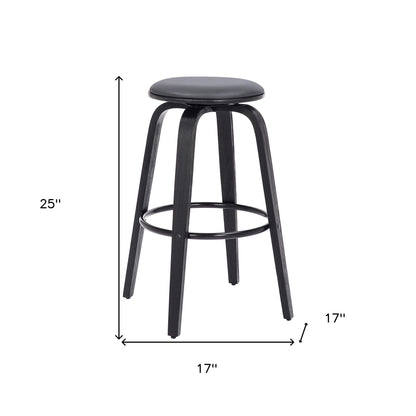 26" Gray Faux Leather Backless Modern Swivel Bar