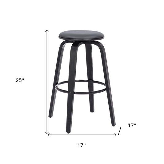 26" Gray Faux Leather Backless Modern Swivel Bar