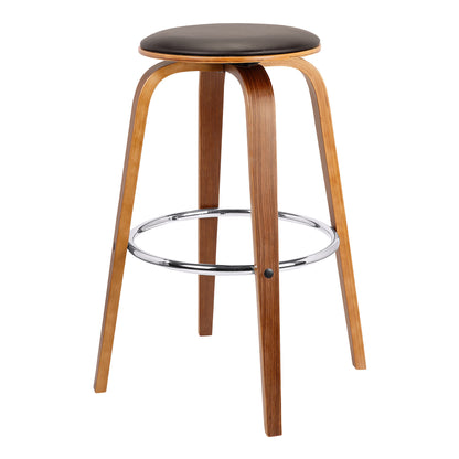 25" Brown Iron Swivel Backless Counter Height Bar Chair With Footrest
