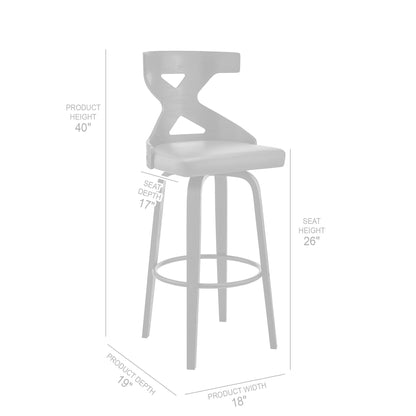 40" Gray Faux Leather And Iron Swivel Counter Height Bar Chair