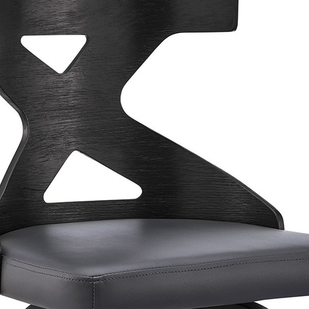 40" Gray Faux Leather And Iron Swivel Counter Height Bar Chair