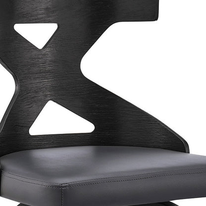 40" Gray Faux Leather And Iron Swivel Counter Height Bar Chair