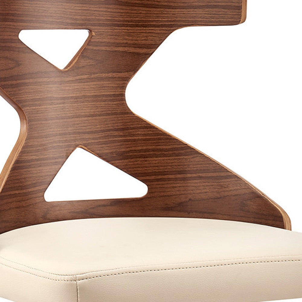 Gayle 30" Swivel Cross Back Cream Faux Leather and Walnut Wood Bar Stool