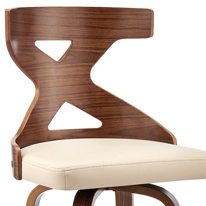 Gayle 30" Swivel Cross Back Cream Faux Leather and Walnut Wood Bar Stool