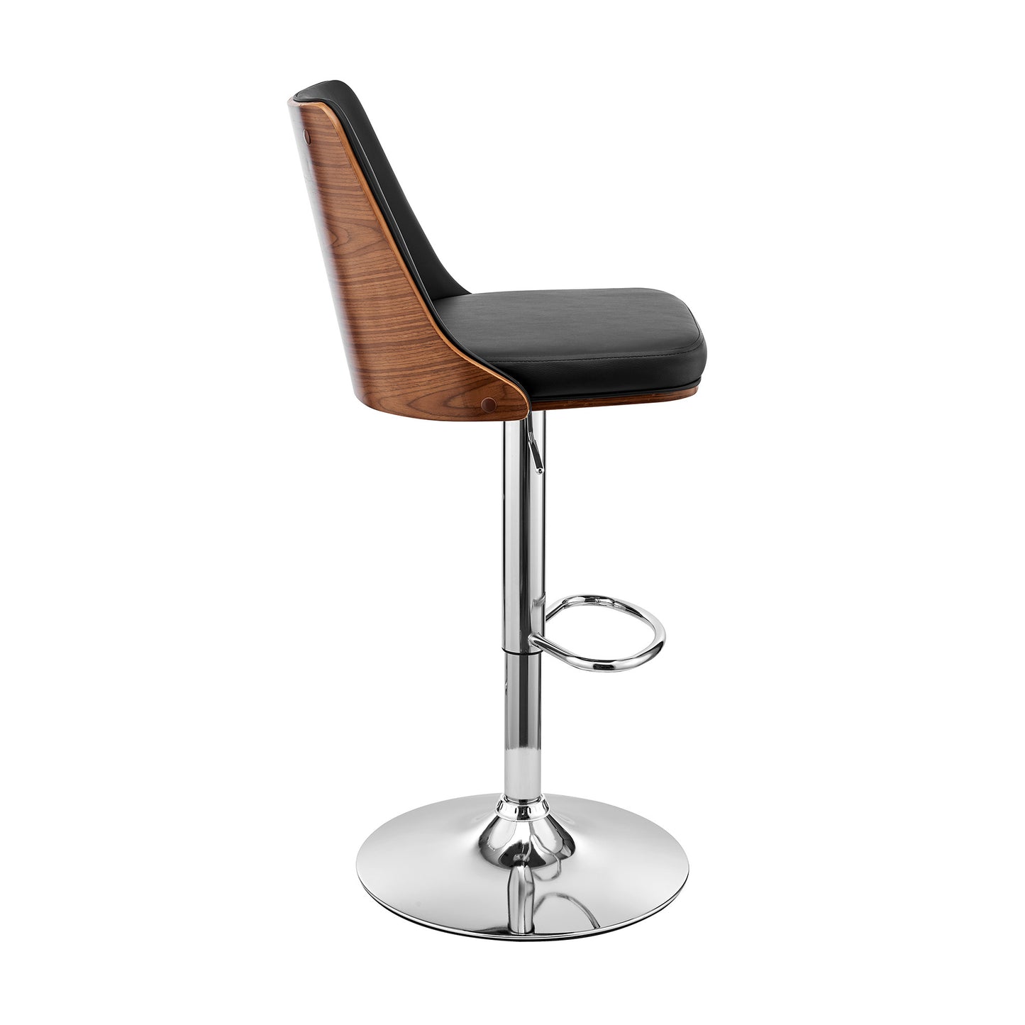 44" Black Faux Leather And Iron Swivel Adjustable Height Bar Chair