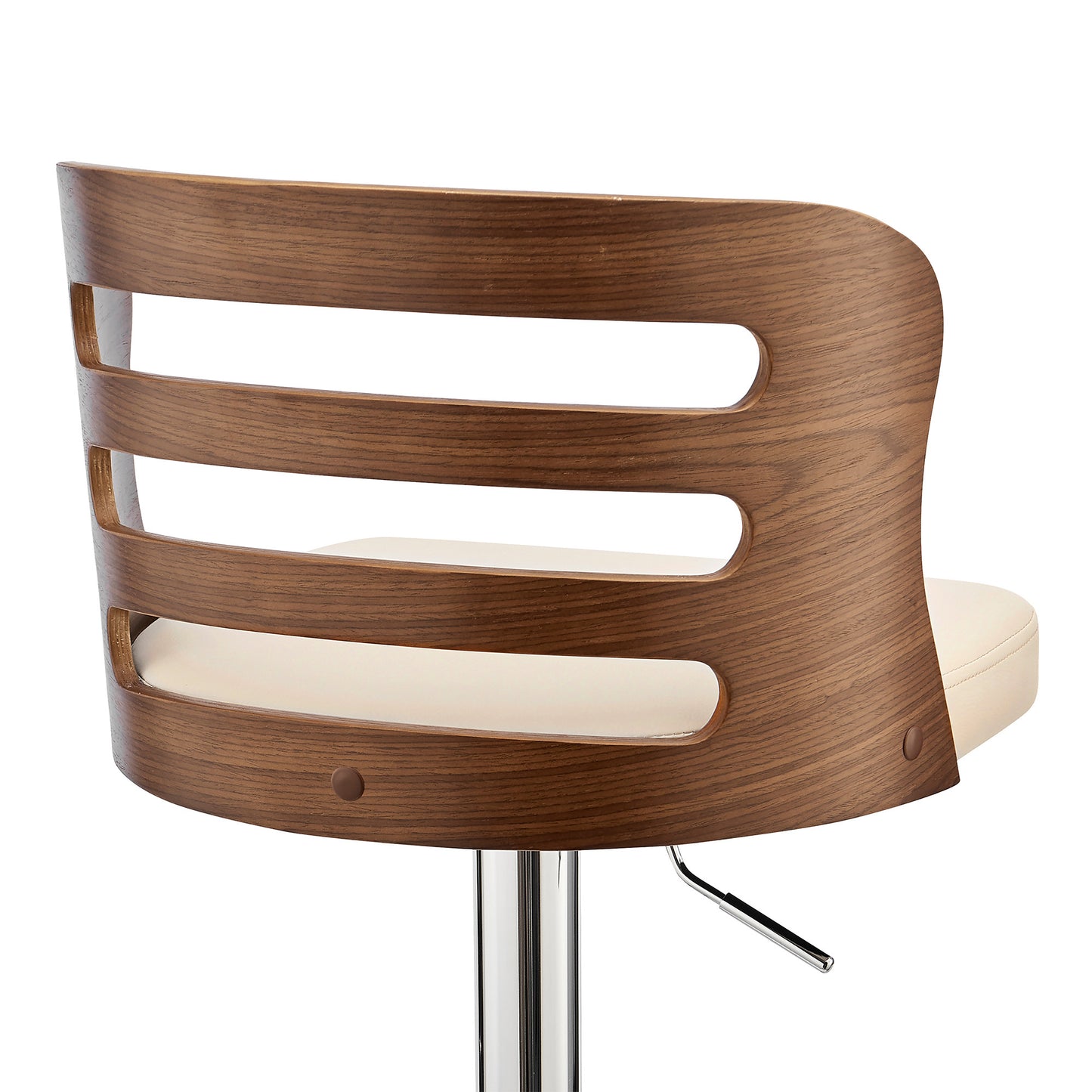 Cream Upholstered Chrome Base Adjustable Swivel Bar Stool
