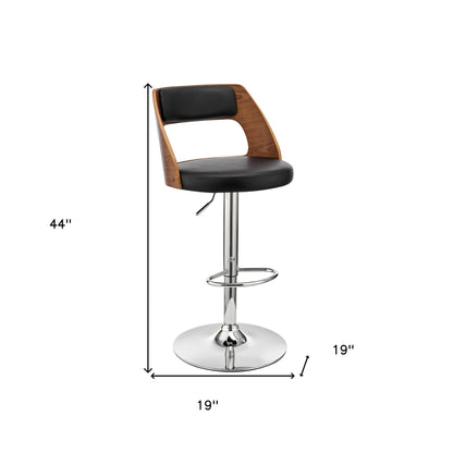 Black Upholstered Chrome Base Adjustable Swivel Bar Stool