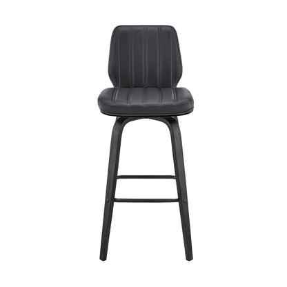 38" Gray Faux Leather And Iron Swivel Bar Height Chair