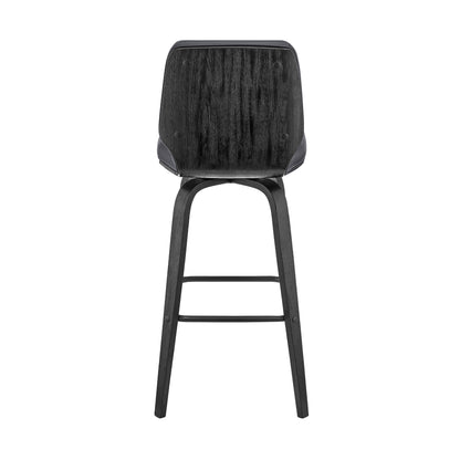 38" Gray Faux Leather And Iron Swivel Bar Height Chair