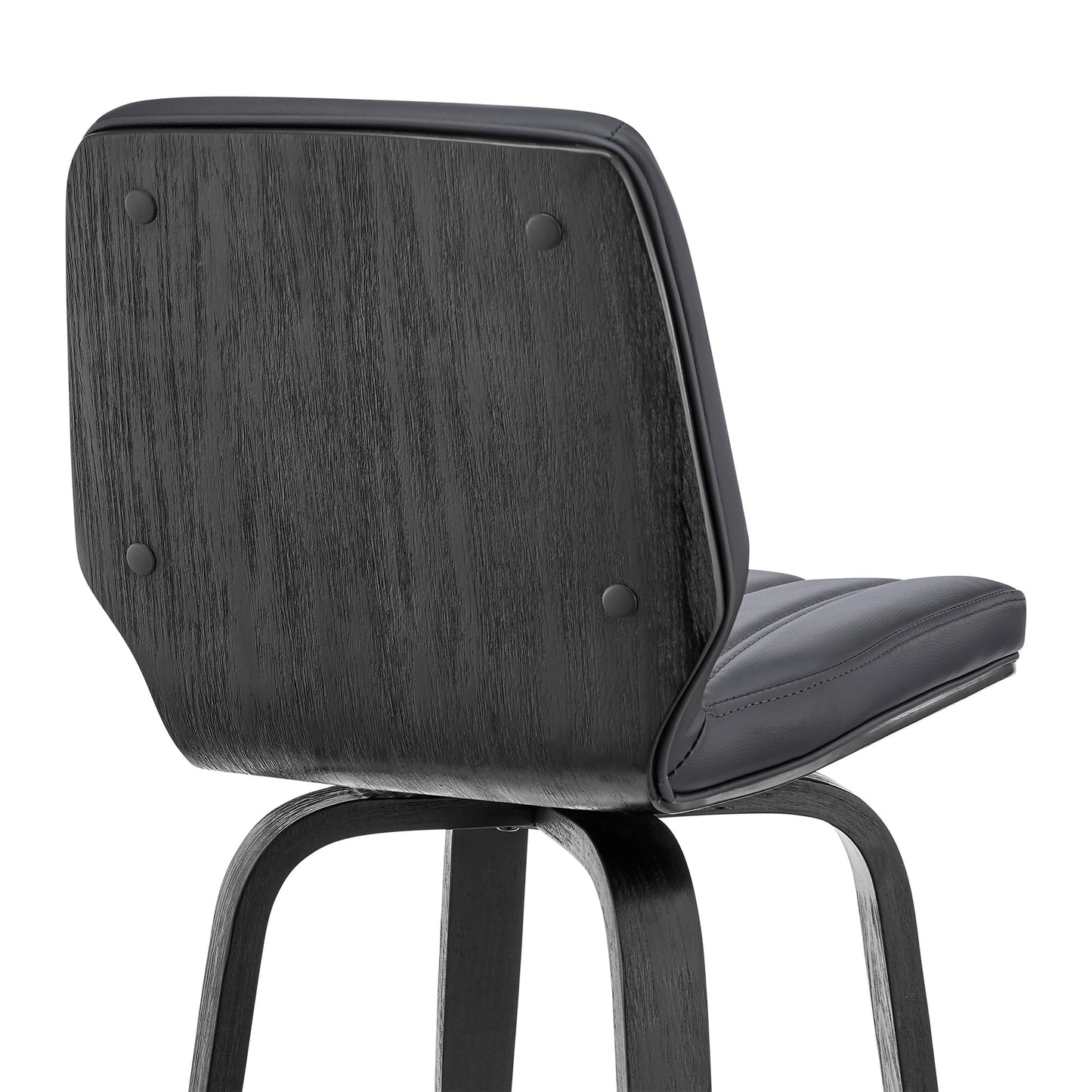 38" Gray Faux Leather And Iron Swivel Bar Height Chair