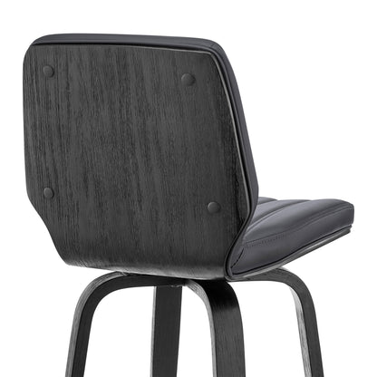 38" Gray Faux Leather And Iron Swivel Bar Height Chair