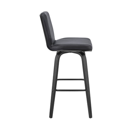 42" Gray Faux Leather And Iron Swivel Bar Height Chair