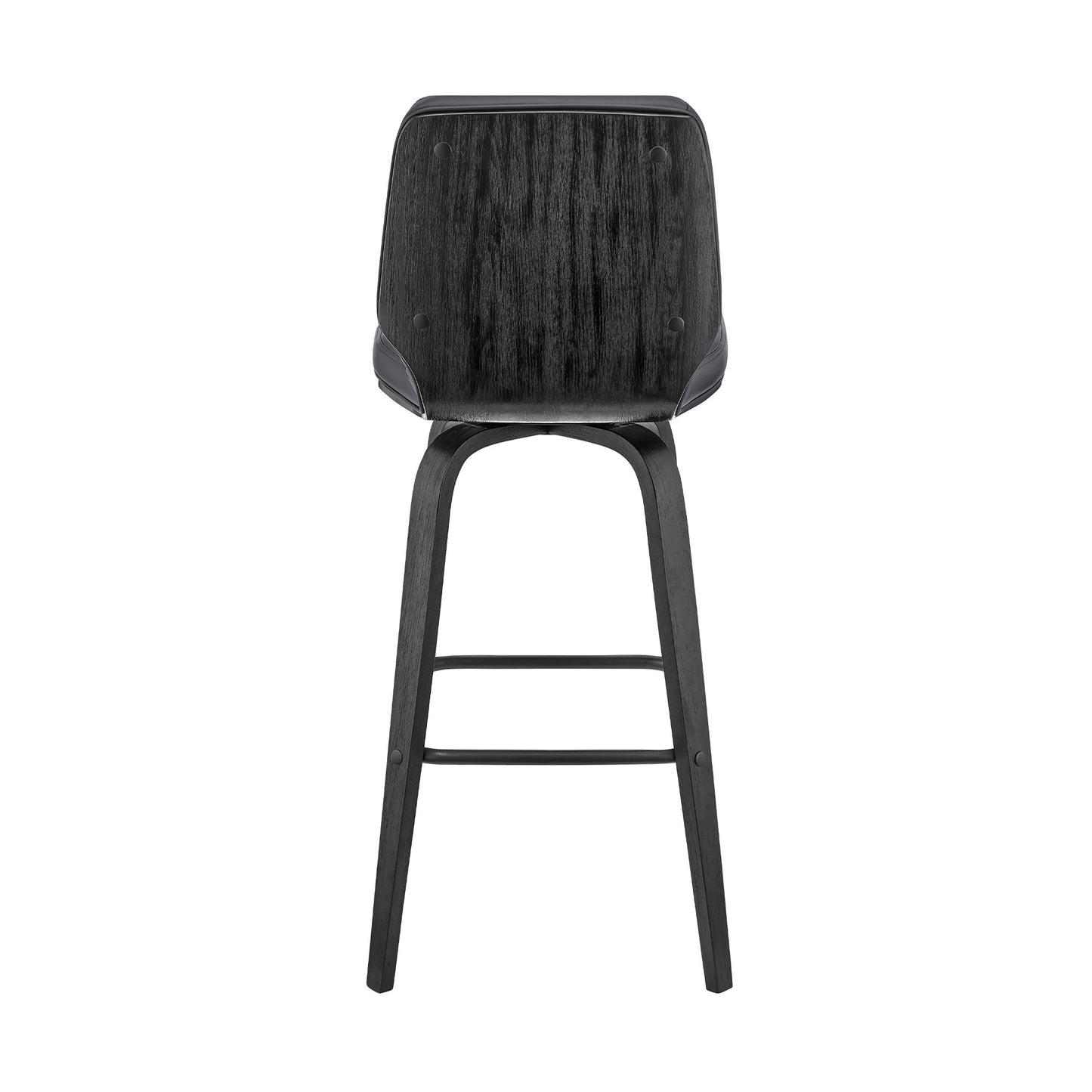 42" Gray Faux Leather And Iron Swivel Bar Height Chair