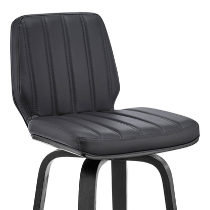 42" Gray Faux Leather And Iron Swivel Bar Height Chair