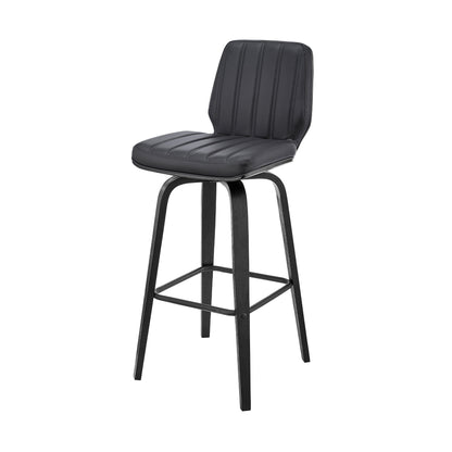 42" Gray Faux Leather And Iron Swivel Bar Height Chair