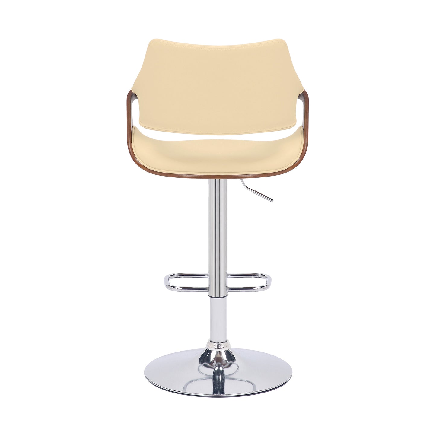 45" Cream And Silver Iron Swivel Adjustable Height Bar Chair With Footrest