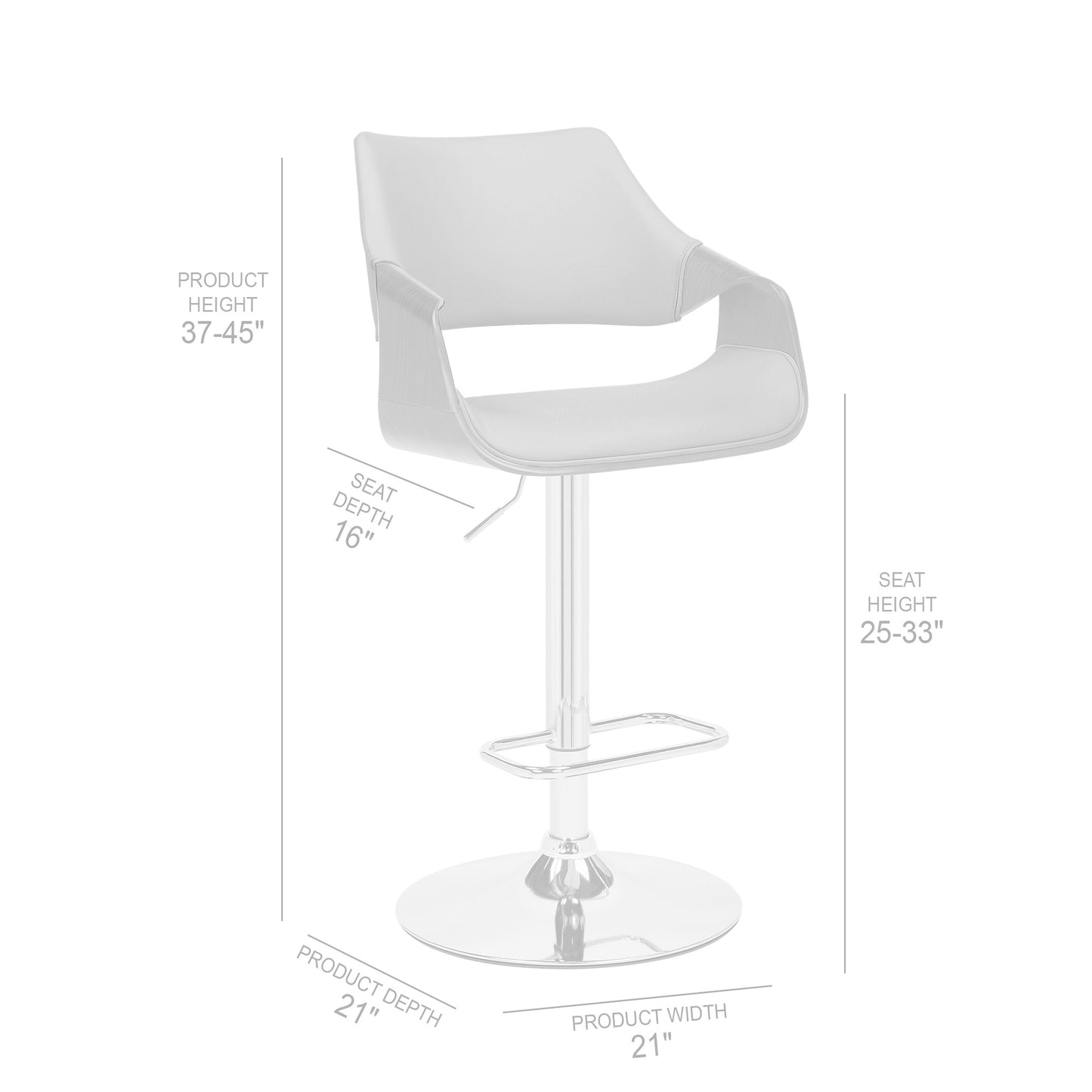 45" Cream And Silver Iron Swivel Adjustable Height Bar Chair With Footrest