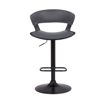 43" Gray And Black Iron Swivel Adjustable Height Bar Chair With Footrest