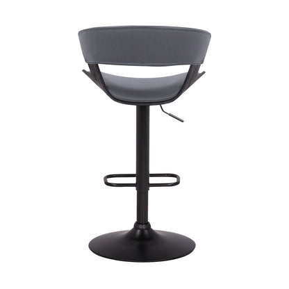 43" Gray And Black Iron Swivel Adjustable Height Bar Chair With Footrest