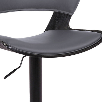 43" Gray And Black Iron Swivel Adjustable Height Bar Chair With Footrest
