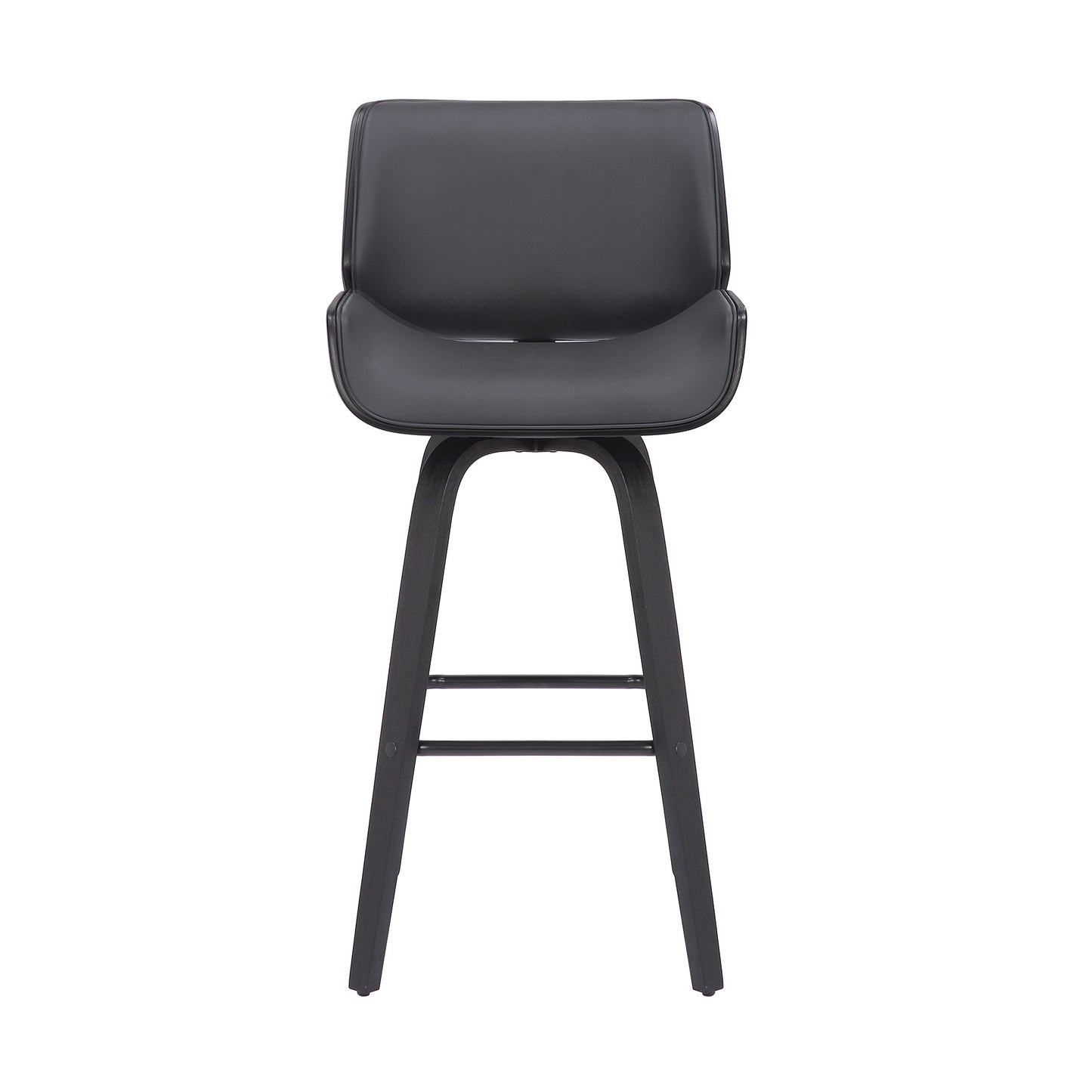 42" Gray Faux Leather And Iron Swivel Bar Height Chair