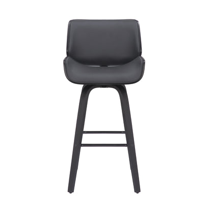 42" Gray Faux Leather And Iron Swivel Bar Height Chair