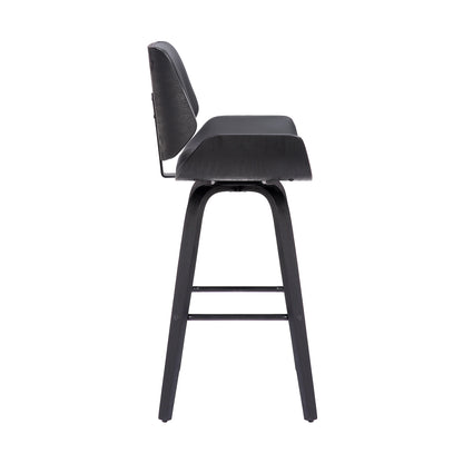 42" Gray Faux Leather And Iron Swivel Bar Height Chair