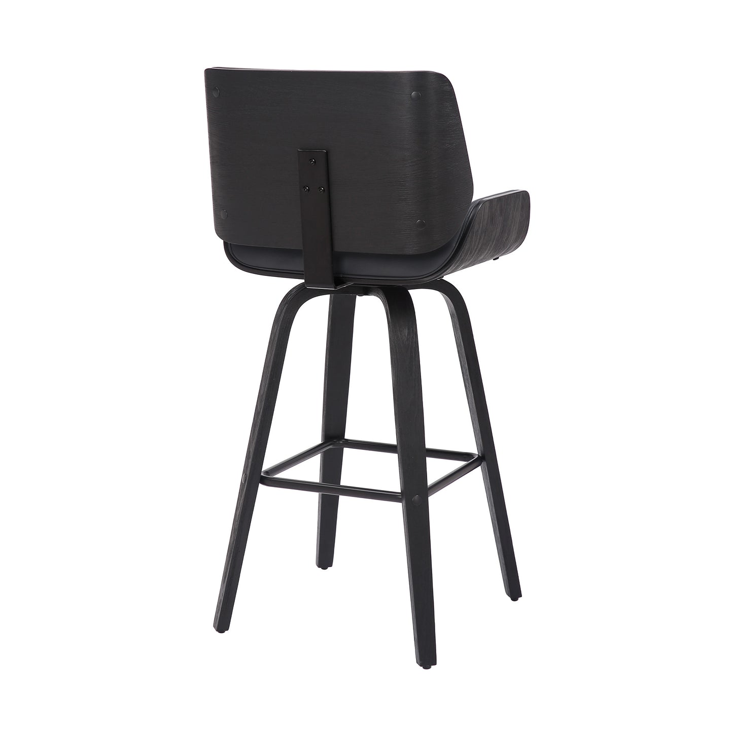 42" Gray Faux Leather And Iron Swivel Bar Height Chair