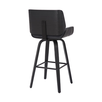 42" Gray Faux Leather And Iron Swivel Bar Height Chair