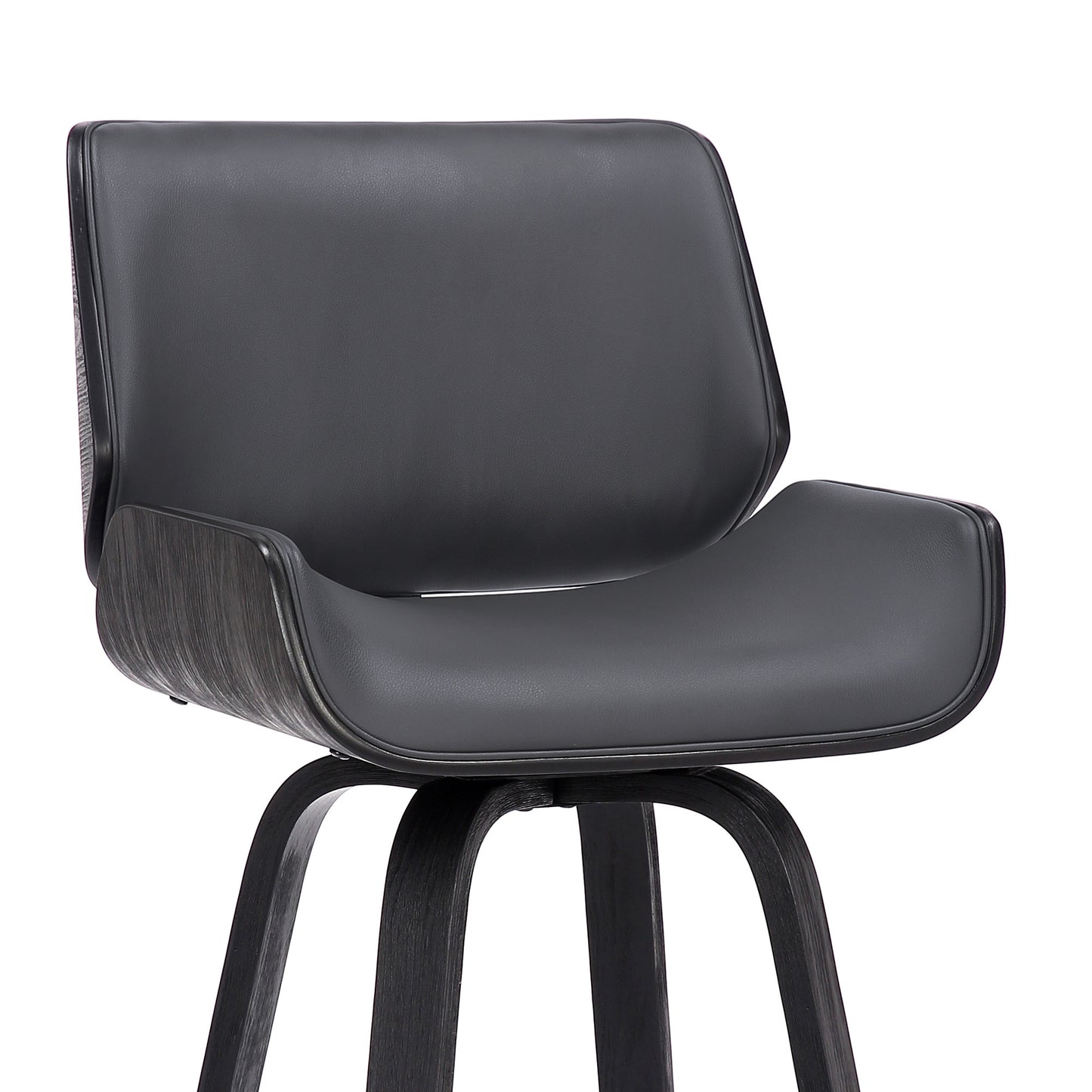 42" Gray Faux Leather And Iron Swivel Bar Height Chair