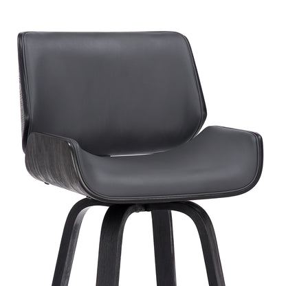42" Gray Faux Leather And Iron Swivel Bar Height Chair