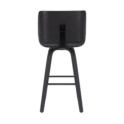 42" Gray Faux Leather And Iron Swivel Bar Height Chair