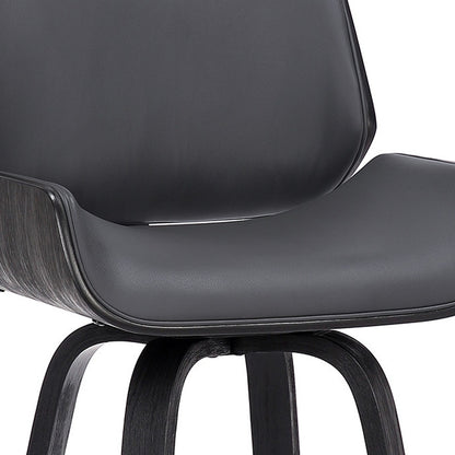 42" Gray Faux Leather And Iron Swivel Bar Height Chair