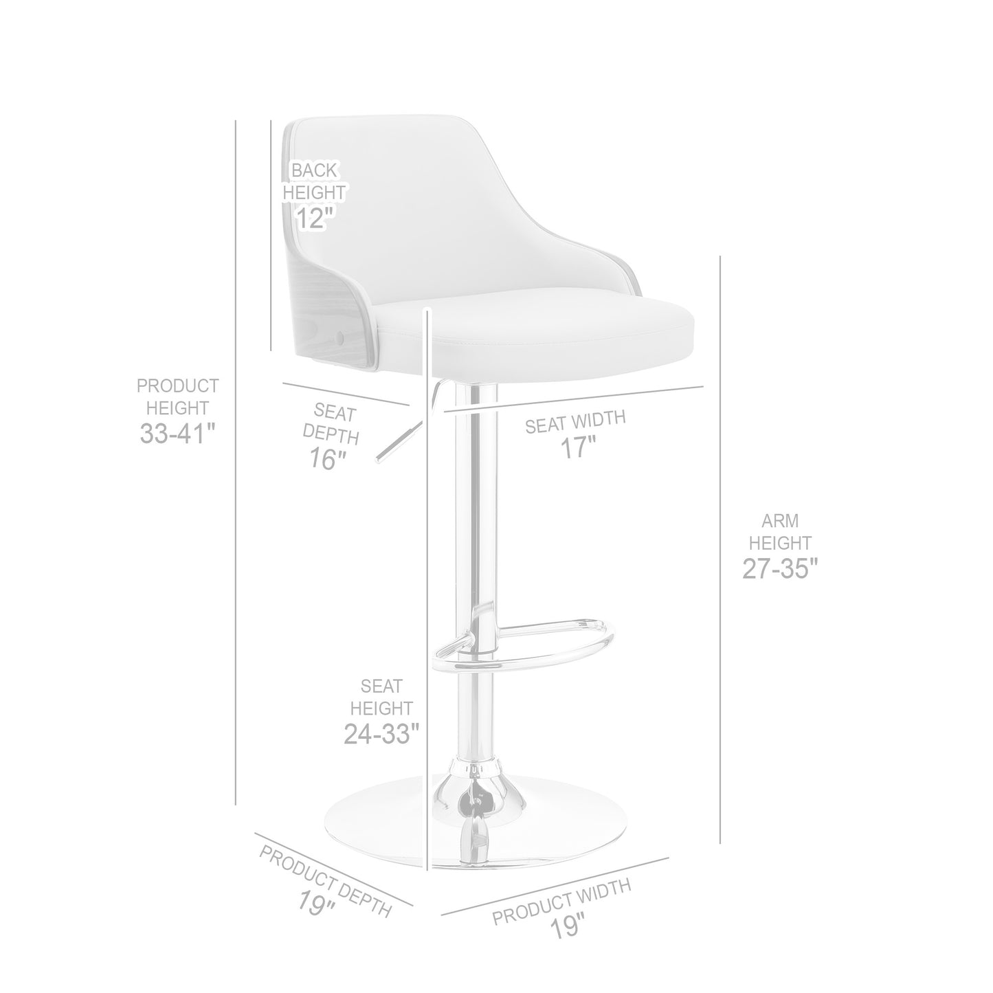 Black Faux Leather Adjustable Modern Bar Stool