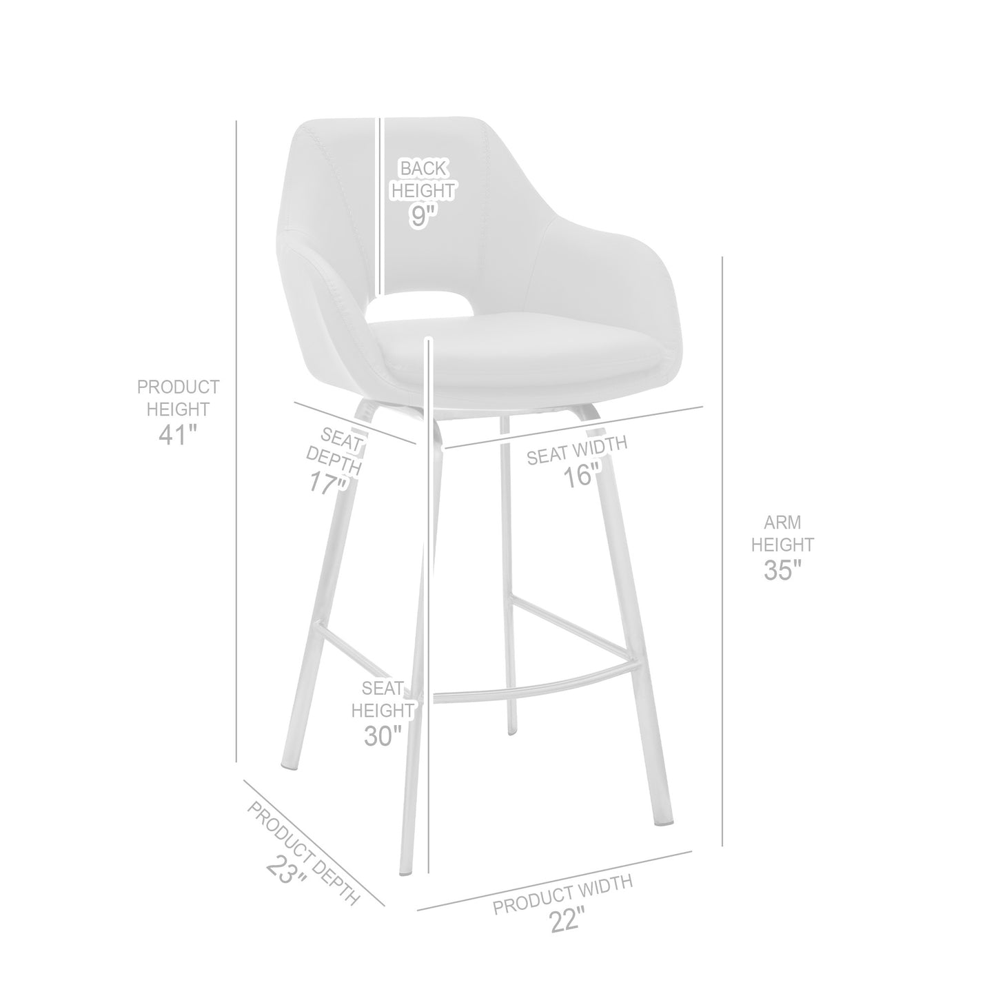 30" Black on Black Faux Leather Comfy Swivel Bar Stool