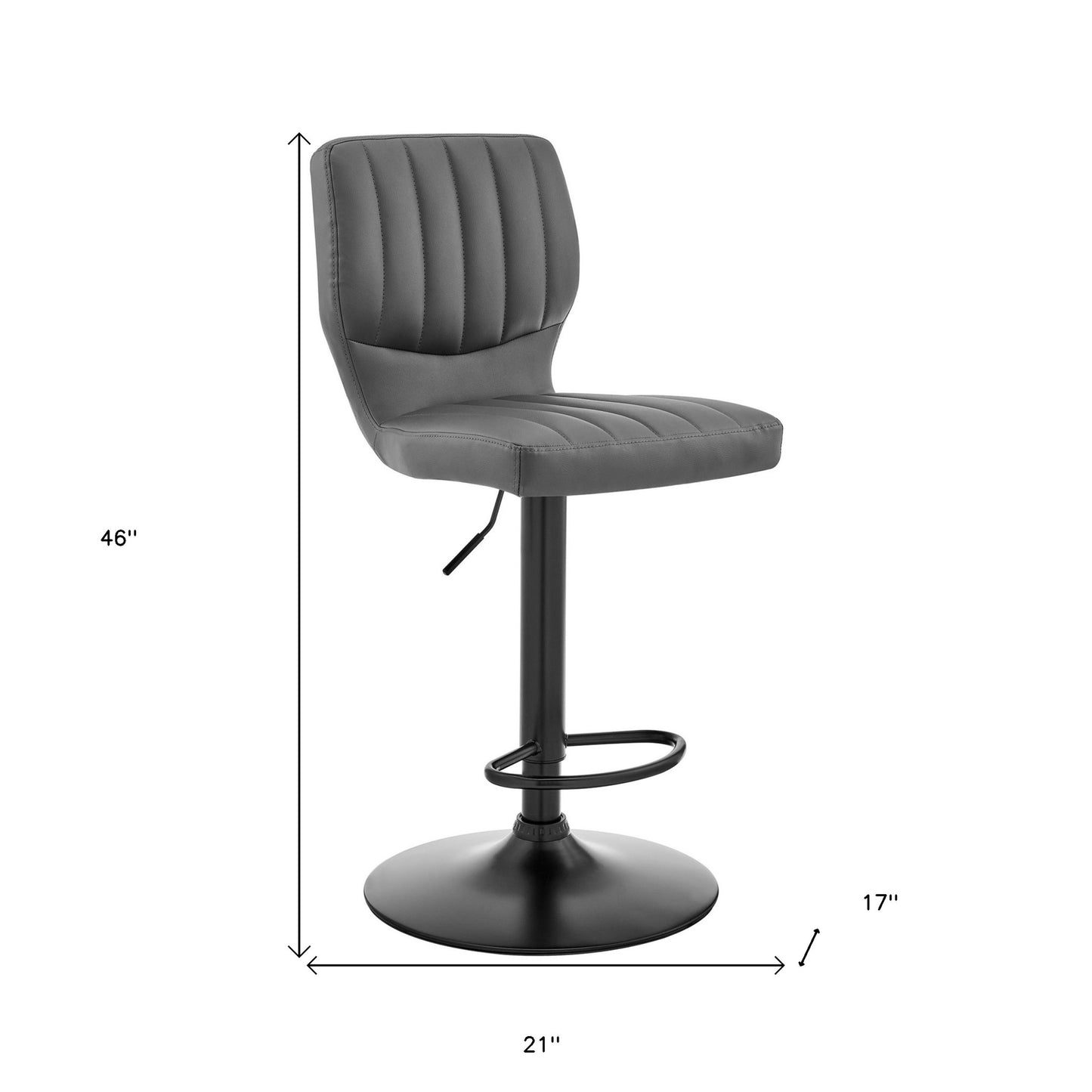 Gray Faux Leather Textured Adjustable Bar Stool