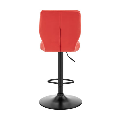 Red Faux Leather Textured Adjustable Bar Stool